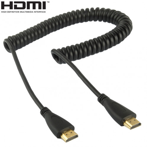 1,4 version, plaqué or 19 broches HDMI mâle vers HDMI câble enroulé mâle, support 3D / Ethernet, longueur: 60 cm (peut être étendu jusqu'à 2 m) SH20011806-34