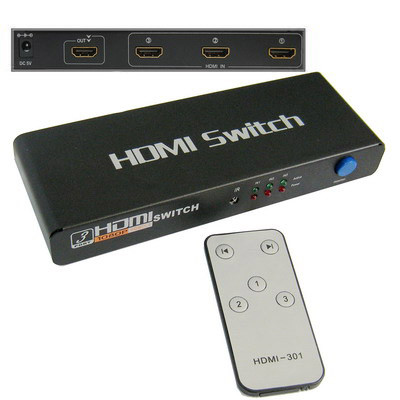 Commutateur HDMI 3 ports 1080p, version 1.3, TV HD / Xbox 360 / PS3, etc (noir) SH30141098-31
