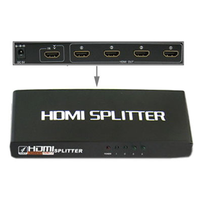 4 ports 1080p HDMI Splitter, Version 1.3, Support TV HD / Xbox 360 / PS3 etc (noir) SH30151717-32
