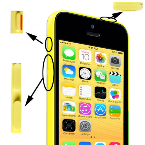 3 en 1 (bouton muet + bouton d'alimentation + bouton de volume) pour iPhone 5C, jaune S3149Y399-33