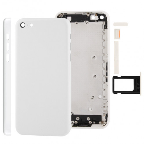 Châssis de logement complet / couvercle arrière avec plaque de montage et bouton de sourdine + bouton d'alimentation + bouton de volume + plateau de carte nano sim pour iPhone 5C (blanc) SC707W983-37