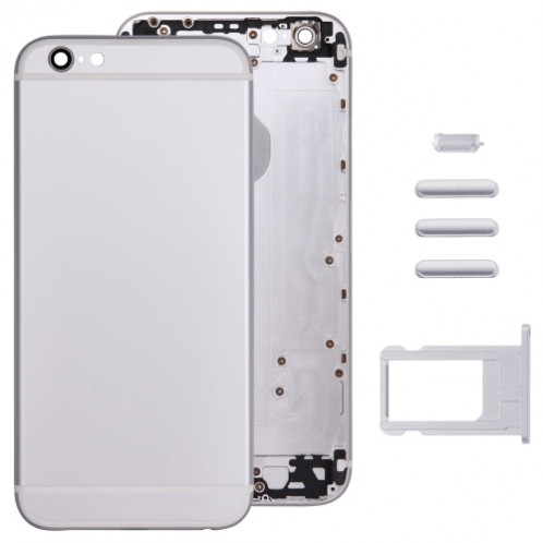 iPartsBuy Couvercle de boîtier complet pour iPhone 6, y compris la couverture arrière et le plateau de la carte et le bouton de contrôle du volume et le bouton d'alimentation et la touche du vibreur (en argent) SI068S1011-37