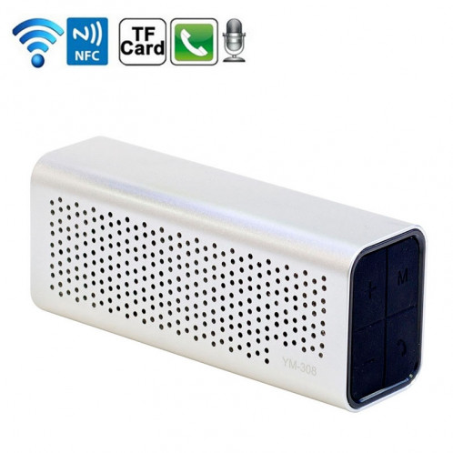 Haut-parleur Bluetooth rechargeable NFC portable YM-308, pour téléphone portable / tablette Bluetooth, carte de support TF (argent) SH623S19-310