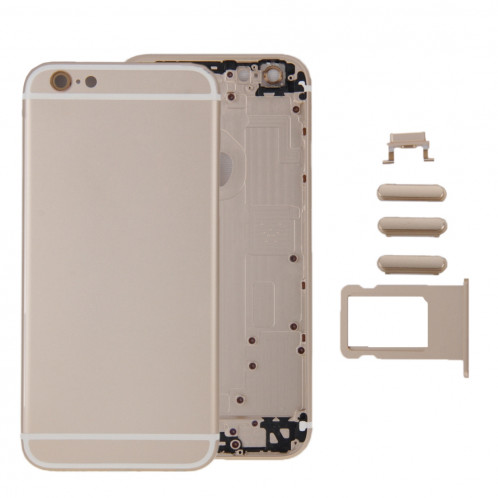 iPartsBuy 6 en 1 pour iPhone 6 (couverture arrière + plateau de carte + touche de contrôle du volume + bouton d'alimentation + interrupteur de sourdine vibrateur clé + signe) couvercle de boîtier complet SI221J299-36
