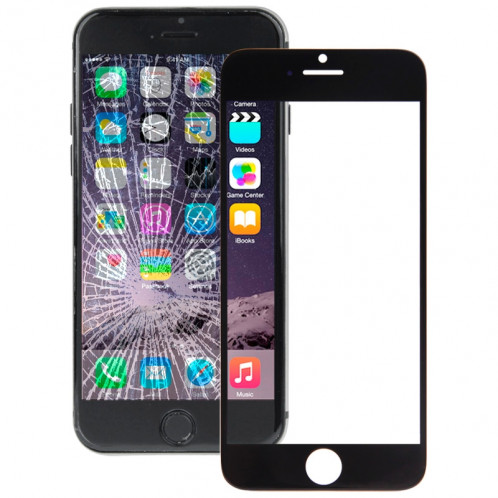iPartsBuy pour iPhone 6 Plus lentille de verre extérieure de l'écran avant (noir) SI078B19-37