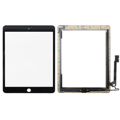 Bouton de contrôleur + Bouton de clé de maison PCB Câble de Flex de la membrane + Panneau tactile de remplacement d'écran tactile de remplacement d'écran pour l'iPad 4 (noir) SB707B1967-32