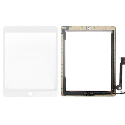 Bouton de contrôleur + Bouton de clé de la maison PCB Flex câble de la membrane + Panneau tactile de remplacement de l'écran tactile de remplacement pour iPad 4 (blanc) SB707W1158-32