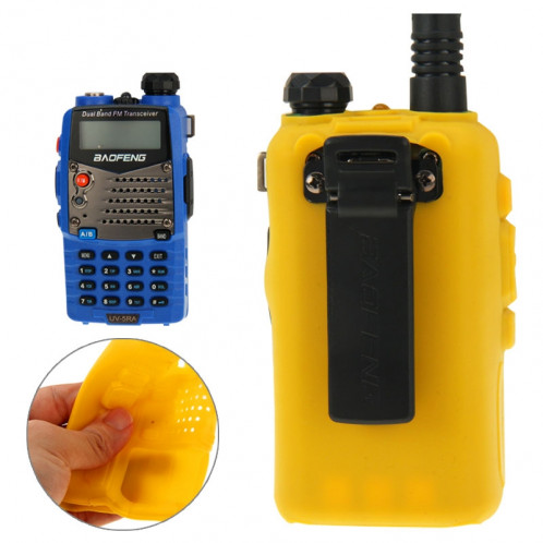 Étui en silicone Pure Color pour talkies-walkies série UV-5R (Jaune) S-37