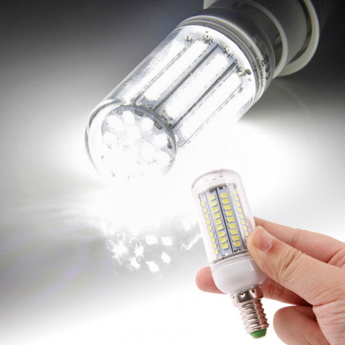 Ampoule de lampe de maïs E14 8.0W 420LM, 102 LED SMD 2835, lumière blanche chaude, AC 220V, avec couvercle transparent SH121W1128-38