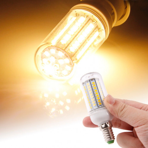 Ampoule de lampe de maïs d'E14 8.0W 420LM LED, lumière blanche chaude de 102 LED SMD 2835, CA 220-240V, avec la couverture transparente SH21WW399-38