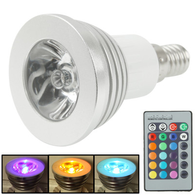 E14 3W RGB Flash LED Ampoule, Flux lumineux: 240-270lm, avec télécommande, AC 85-265V SH5126599-35