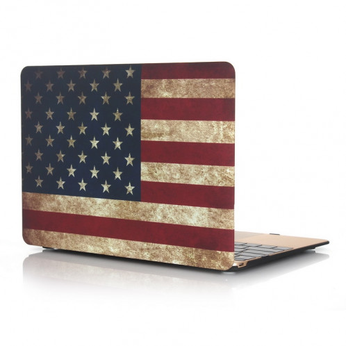 Modèle de drapeau américain givré étui de protection en plastique dur pour Macbook 12 pouces SH029H1095-35