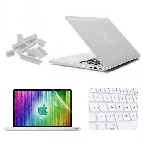 ENKAY pour MacBook Pro Retina 13,3 pouces (version US) / A1425 / A1502 4 en 1 Coque de protection en plastique dur avec protecteur d'écran et protège-clavier et bouchons anti-poussière (blanc) SE032W18-38