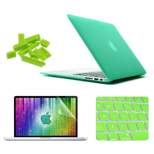 ENKAY pour MacBook Air 11,6 pouces (version US) / A1370 / A1465 4 en 1 Coque de protection en plastique dur avec protection d'écran et protège-clavier et bouchons anti-poussière (vert) SE090G247-310