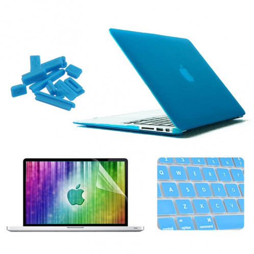 ENKAY pour MacBook Air 13,3 pouces (Version US) 4 en 1 Coque de protection en plastique dur givré avec protecteur d'écran et clavier et bouchons anti-poussière (bleu) SE091L886-310