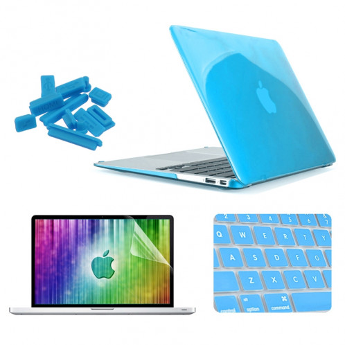 ENKAY pour MacBook Air 11.6 pouces (version US) / A1370 / A1465 4 en 1 Crystal Hard Shell boîtier de protection en plastique avec protecteur d'écran et clavier de protection et bouchons anti-poussière (bleu) SE300L943-310