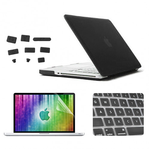 ENKAY pour MacBook Pro 13.3 pouces (US Version) / A1278 4 en 1 Coque de protection en plastique dur givré avec protecteur d'écran et clavier et bouchons anti-poussière (noir) SE302B859-311