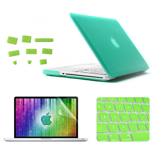 ENKAY pour MacBook Pro 13,3 pouces (US Version) / A1278 4 en 1 Coque de protection en plastique dur avec protection d'écran et protège-clavier et bouchons anti-poussière (vert) SE302G221-311