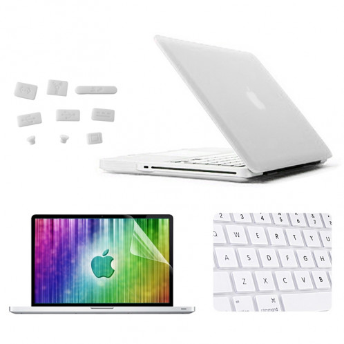 ENKAY pour MacBook Pro 13.3 pouces (US Version) / A1278 4 en 1 Coque de protection en plastique dur givré avec protecteur d'écran et protège-clavier et bouchons anti-poussière (blanc) SE302W1865-311