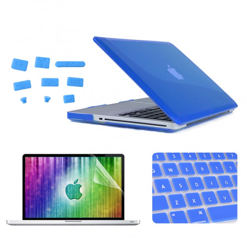ENKAY pour MacBook Pro 13,3 pouces (US Version) / A1278 4 en 1 Crystal Hard Shell Housse de protection en plastique avec protecteur d'écran et clavier de protection et bouchons anti-poussière (bleu foncé) SE304D182-38