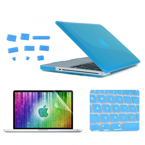 ENKAY pour MacBook Pro 15.4 pouces (US Version) / A1286 4 en 1 Crystal Hard Shell boîtier de protection en plastique avec protecteur d'écran et clavier de protection et bouchons anti-poussière (bleu) SE305L403-310