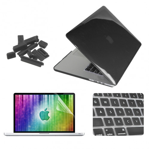 ENKAY pour MacBook Pro Retina 13,3 pouces (version US) / A1425 / A1502 4 en 1 cristal dur coque de protection en plastique avec protecteur d'écran et clavier de protection et bouchons anti-poussière (noir) SE306B1347-311