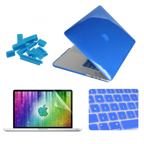 ENKAY pour MacBook Pro Retina 13,3 pouces (US Version) / A1425 / A1502 Coque de protection en plastique avec protection d'écran et protège-clavier et bouchons anti-poussière 4 en 1 (bleu foncé) SE306D1477-311