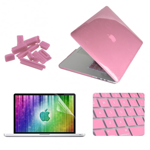ENKAY pour MacBook Pro Retina 13,3 pouces (version US) / A1425 / A1502 4 en 1 Crystal Hard Shell Housse de protection en plastique avec protecteur d'écran et clavier de protection et bouchons anti-poussière (rose) SE306F1622-311