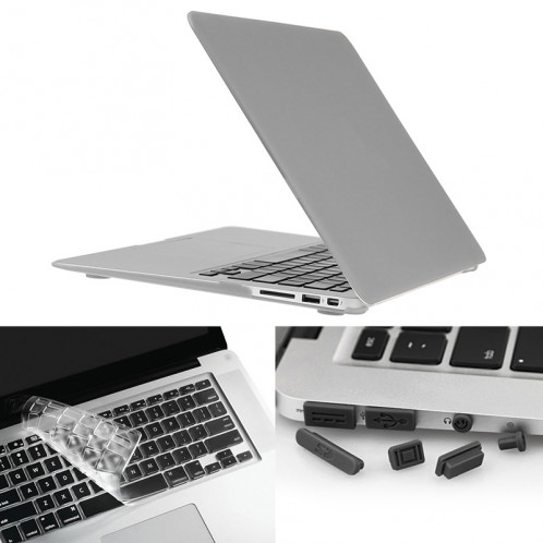ENKAY pour Macbook Air 11,6 pouces (version US) / A1370 / A1465 Hat-Prince 3 en 1 Coque de protection en plastique dur avec protection de clavier et prise de poussière de port (argent) SE580S928-39