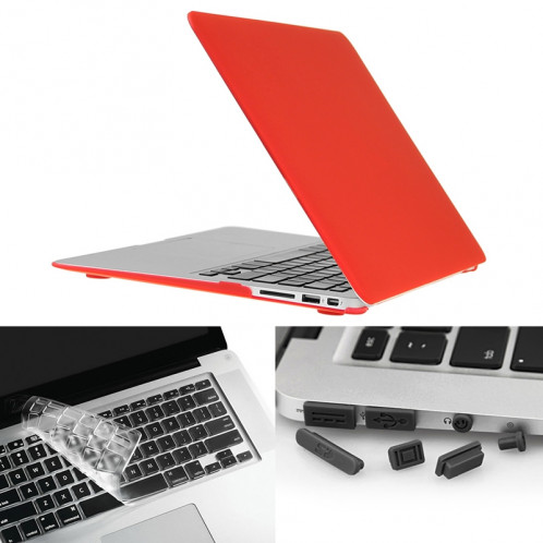 ENKAY pour Macbook Air 13,3 pouces (Version US) / A1369 / A1466 Hat-Prince 3 en 1 Coque de protection en plastique dur avec protection de clavier et prise de poussière de port (rouge) SE581R59-39