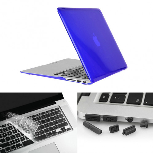 ENKAY pour Macbook Air 11.6 pouces (version US) / A1370 / A1465 Hat-Prince 3 en 1 Crystal Hard Shell Housse de protection en plastique avec clavier de protection et prise de poussière Port (Bleu foncé) SE901D1672-310