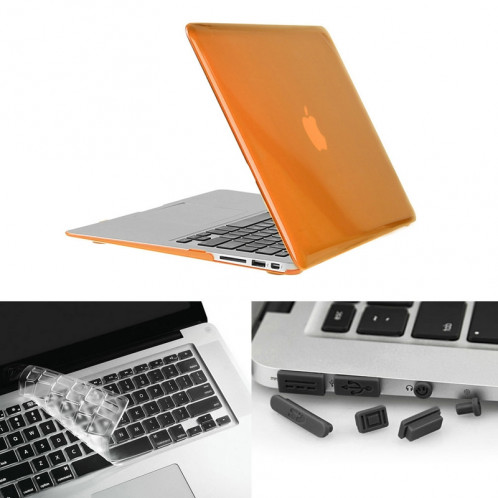 ENKAY pour Macbook Air 11.6 pouces (version US) / A1370 / A1465 Hat-Prince 3 en 1 Crystal Hard Shell Housse de protection en plastique avec clavier de protection et prise de poussière de port (Orange) SE901E1580-310