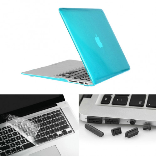 ENKAY pour Macbook Air 11,6 pouces (version US) / A1370 / A1465 Hat-Prince 3 en 1 cristal dur coque de protection en plastique avec clavier de protection et bouchon de poussière de port (bleu) SE901L1395-310