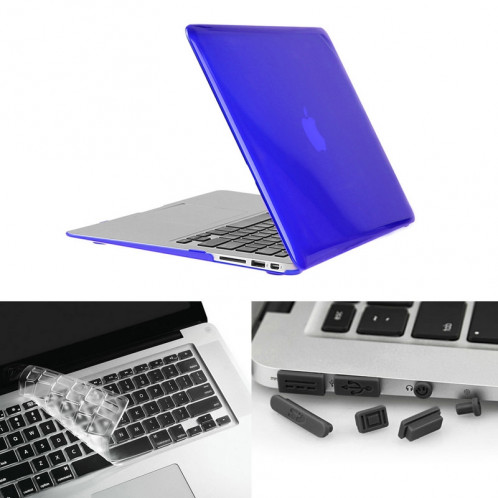 ENKAY pour Macbook Air 13,3 pouces (version US) / A1369 / A1466 Hat-Prince 3 en 1 Crystal Hard Shell Housse de protection en plastique avec clavier de garde & Port Dust Plug (Bleu foncé) SE902D1994-310