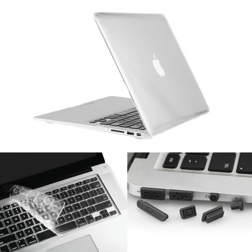 ENKAY pour Macbook Air 13,3 pouces (version US) / A1369 / A1466 Hat-Prince 3 en 1 Crystal Hard Shell étui de protection en plastique avec clavier de protection et bouchon de poussière port (blanc) SE902T1493-310