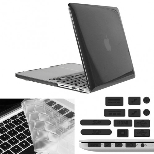ENKAY pour Macbook Pro Retina 13,3 pouces (version US) / A1425 / A1502 Hat-Prince 3 en 1 Crystal Hard Shell étui de protection en plastique avec clavier de garde et prise de poussière de port (Noir) SE904B1040-310