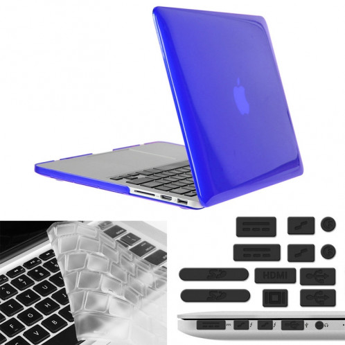 ENKAY pour Macbook Pro Retina 13,3 pouces (version US) / A1425 / A1502 Hat-Prince 3 en 1 Crystal Hard Shell étui de protection en plastique avec clavier de protection et prise de poussière de port (bleu foncé) SE904D678-310