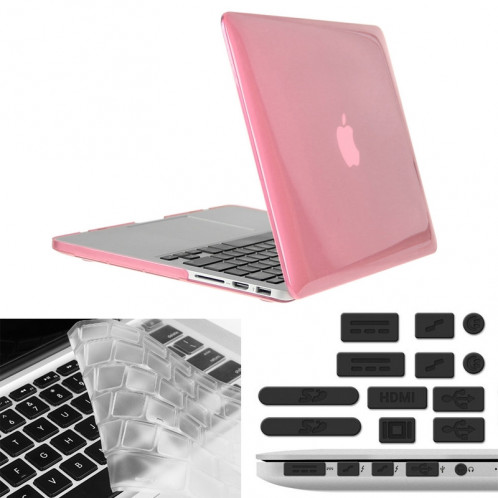 ENKAY pour Macbook Pro Retina 13,3 pouces (version US) / A1425 / A1502 Chapeau-Prince 3 en 1 Crystal Hard Shell Housse de protection en plastique avec clavier de protection et bouchon de poussière Port (rose) SE904F1880-310