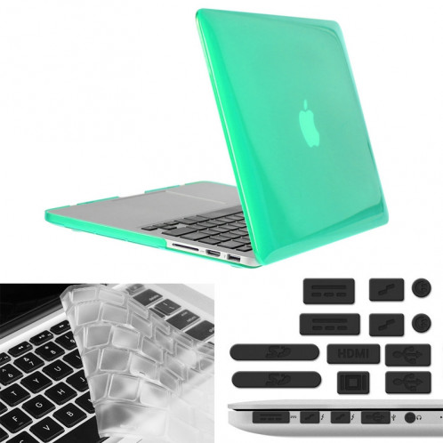 ENKAY pour Macbook Pro Retina 13,3 pouces (version US) / A1425 / A1502 Hat-Prince 3 en 1 coque de protection en plastique dur avec protection de clavier et prise de poussière de port (vert) SE904G1083-310