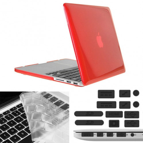 ENKAY pour Macbook Pro Retina 15,4 pouces (Version US) / A1398 Chapeau-Prince 3 en 1 Crystal Hard Shell Housse de protection en plastique avec clavier de protection et bouchon de poussière de port (Rouge) SE906R909-310