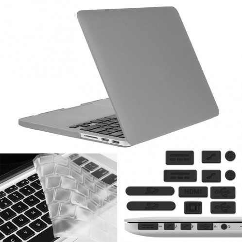 ENKAY pour Macbook Pro Retina 13,3 pouces (version US) / A1425 / A1502 Hat-Prince 3 en 1 givré Hard Shell étui de protection en plastique avec Keyboard Guard & Port poussière Plug (Gris) SE908H1908-310