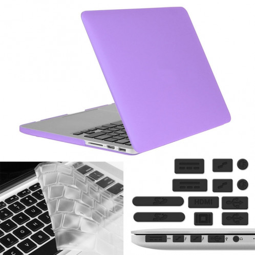 ENKAY pour Macbook Pro Retina 15,4 pouces (version US) / A1398 Hat-Prince 3 en 1 givré Hard Shell étui de protection en plastique avec clavier de protection et bouchon de poussière de port (violet) SE910P641-310