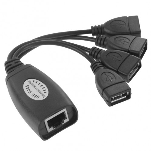 USB 2.0 CAT5 / CAT5E / CAT6 RJ45 à 4 USB prolongateur Ethernet LAN extension câble répéteur adaptateur SU00861057-36