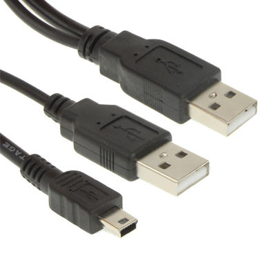 2 en 1 USB 2.0 Mâle à Mini 5pin Mâle + Câble Mâle USB, Longueur: 40 cm (Noir) S2011744-33