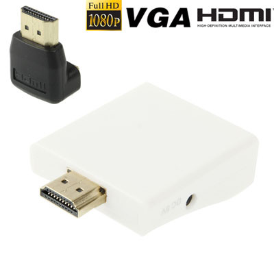Full HD 1080P HDMI vers VGA + Adaptateur de convertisseur audio pour ordinateur portable / STB / DVD / HDTV (avec adaptateur HDMI femelle vers mâle) SH0206721-38