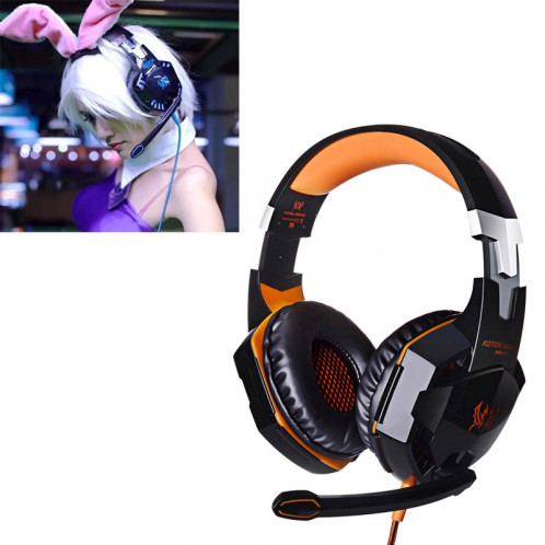 CHAQUE G2000 Casque stéréo de jeu de basse avec micro et LED pour ordinateur, Longueur de câble: 2.2m (Orange) SE272E1545-321