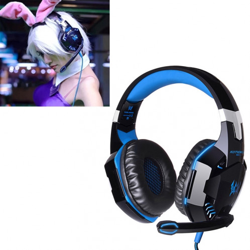 CHAQUE G2000 Casque stéréo de jeu de basse avec micro et LED pour ordinateur, Longueur de câble: 2.2m (Bleu) SE272L1807-321