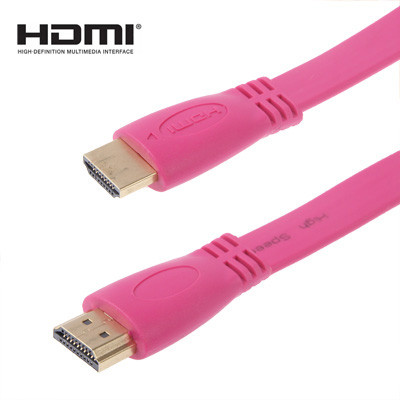 Câble plat de 1.5m plaqué or à HDMI 19Pin, version 1.4, support Ethernet, 3D, 1080P, HD TV / Vidéo / Audio etc. (Magenta) SH448M423-31