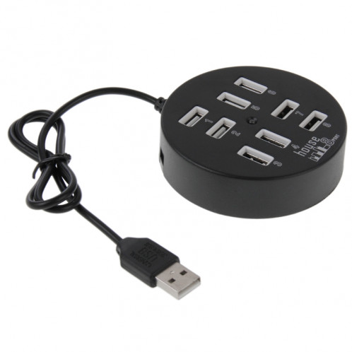 Hub rond portatif USB 2.0 haute vitesse 8 ports, longueur: 60cm (noir) SH000B384-37