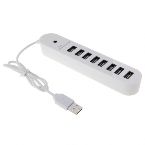 Hub Ovale Portable 8 Ports USB 2.0, Longueur: 50cm (Blanc) S8008W899-35